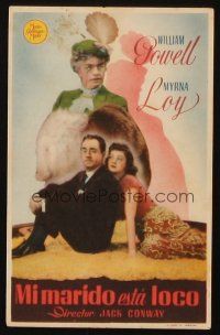 8g827 LOVE CRAZY Spanish herald '46 William Powell & pretty Myrna Loy sitting!