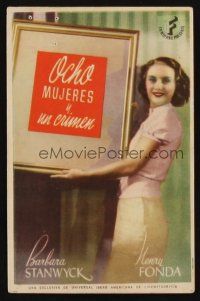 8g835 MAD MISS MANTON Spanish herald '39 different c/u of Barbara Stanwyck carrying picture frame!