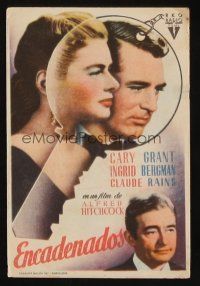 8g863 NOTORIOUS Spanish herald '48 Cary Grant & Ingrid Bergman, Alfred Hitchcock classic!