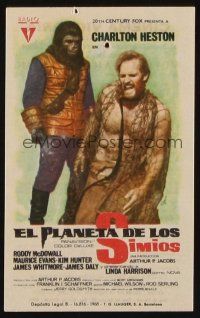 8g878 PLANET OF THE APES Spanish herald '68 different art of Charlton Heston, classic sci-fi!
