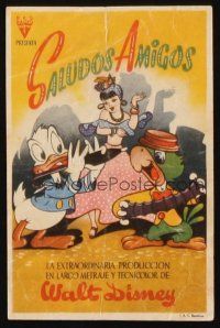 8g901 SALUDOS AMIGOS Spanish herald '44 Disney, Donald Duck & Joe Carioca with sexy senorita!