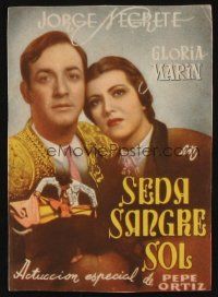 8g910 SEDA, SANGRE Y SOL Spanish herald '44 close up of matador Jorge Negrete & Gloria Marin!