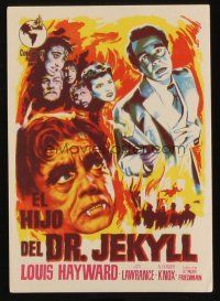 8g921 SON OF DR. JEKYLL Spanish herald '55 Louis Hayward, she married a monster, great Jano art!