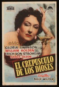 8g936 SUNSET BOULEVARD Spanish herald '52 great image of Gloria Swanson with drink!