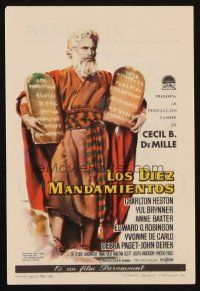 8g944 TEN COMMANDMENTS Spanish herald '56 cool Mac Gomez art of Charlton Heston holding tablets!