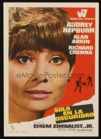 8g978 WAIT UNTIL DARK Spanish herald '67 different close portrait of blind Audrey Hepburn!