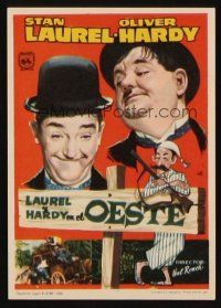 8g982 WAY OUT WEST Spanish herald R60 different artwork of Stan Laurel & Oliver Hardy. classic!
