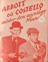 8g334 ABBOTT & COSTELLO MEET THE INVISIBLE MAN Danish program '51 Bud & Lou, special fx images!
