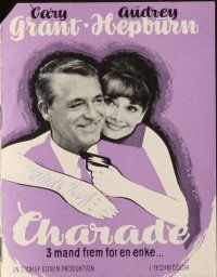 8g343 CHARADE Danish program '64 different images of Cary Grant & sexy Audrey Hepburn!