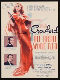 8g631 BRIDE WORE RED herald '37 Joan Crawford, Franchot Tone & Robert Young!