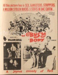 8g633 BUSY BODY herald '67 William Castle, great wacky art of entire cast by Frank Frazetta!