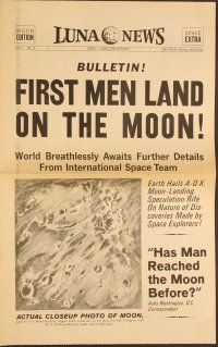 8g646 FIRST MEN IN THE MOON herald '64 Ray Harryhausen, H.G. Wells, cool newspaper design!