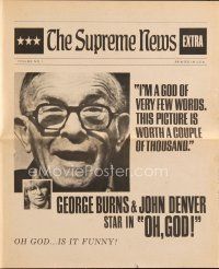8g664 OH GOD herald '77 directed by Carl Reiner, great close up of George Burns, newspaper style!