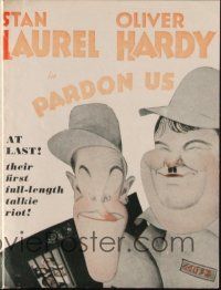 8g666 PARDON US herald '31 art of convicts Stan Laurel & Oliver Hardy, classic!