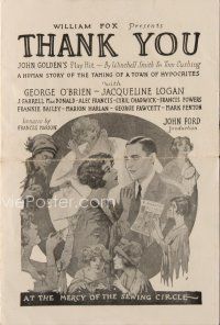 8g686 THANK YOU herald '25 John Ford directed silent, George O'Brien, Jacqueline Logan!