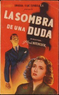 8g912 SHADOW OF A DOUBT Spanish herald '45 Alfred Hitchcock,Teresa Wright, Joseph Cotten, different