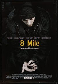 8h014 8 MILE advance DS 1sh '02 super close up of Eminem, Curtis Hanson, Detroit, rap music!