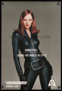8h041 AVENGERS teaser 1sh '98 sexy Uma Thurman as Emma Peel, saving the world with attitude!