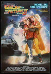 8h047 BACK TO THE FUTURE II 1sh '89 art of Michael J. Fox & Christopher Lloyd by Drew Struzan!