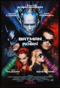 8h055 BATMAN & ROBIN advance 1sh '97 Clooney, O'Donnell, Schwarzenegger, Thurman, Silverstone