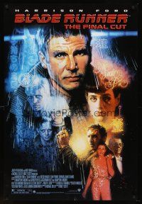 8h094 BLADE RUNNER DS 1sh R07 Ridley Scott sci-fi classic, art of Harrison Ford by Drew Struzan!
