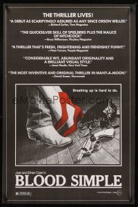 8h095 BLOOD SIMPLE 1sh '85 Joel & Ethan Coen, Frances McDormand, cool film noir gun image!