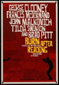 8h122 BURN AFTER READING DS 1sh '08 Joel & Ethan Coen, cool design, intelligence is relative!