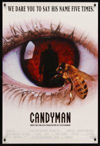 8h125 CANDYMAN 1sh '92 Clive Barker, creepy close-up image of bee in eyeball!