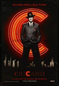 8h137 CHICAGO teaser 1sh '02 great full-length image of Richard Gere as Billy Flynn!