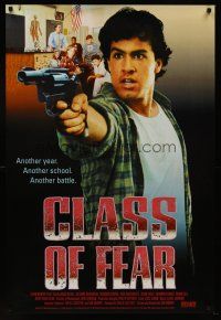 8h144 CLASS OF FEAR video 1sh '92 Don Murphy, wild image of student with gun!