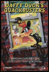8h166 DAFFY DUCK'S QUACKBUSTERS 1sh '88 Mel Blanc, great cartoon art of Looney Tunes characters!
