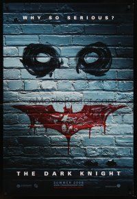 8h174 DARK KNIGHT teaser DS 1sh '08 cool graffiti image of the Joker's face!