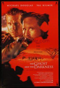 8h270 GHOST & THE DARKNESS advance 1sh '96 great image of hunters Val Kilmer & Michael Douglas!