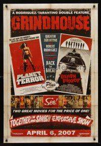 8h295 GRINDHOUSE advance DS 1sh '07 Rodriguez & Tarantino, Planet Terror & Death Proof!