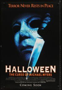 8h299 HALLOWEEN VI advance DS 1sh '95 Curse of Mike Myers, art of the man in mask w/knife!