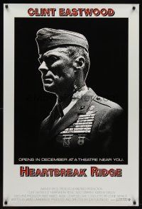 8h316 HEARTBREAK RIDGE advance 1sh '86 Clint Eastwood all decked out in uniform & medals!