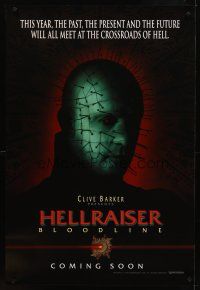 8h319 HELLRAISER: BLOODLINE teaser 1sh '96 Clive Barker, Pinhead at the crossroads of hell!