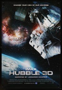 8h337 HUBBLE 3D IMAX DS 1sh '10 great image of astronauts in space working on satellite!