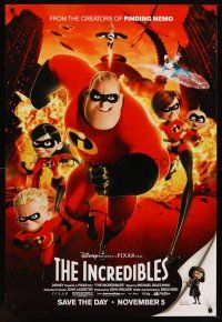 8h357 INCREDIBLES family style advance DS 1sh '04 Disney/Pixar animated superhero family!