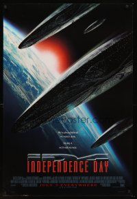 8h358 INDEPENDENCE DAY style B advance 1sh '96 image of enormous alien ships over Earth!