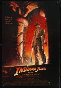 8h363 INDIANA JONES & THE TEMPLE OF DOOM 1sh '84 full-length art of Harrison Ford by Bruce Wolfe!