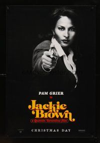 8h378 JACKIE BROWN teaser 1sh '97 Quentin Tarantino, cool image of Pam Grier with gun!