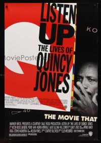 8h426 LISTEN UP: THE LIVES OF QUINCY JONES 1sh '90 great image of the jazz legend!