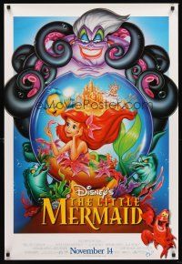 8h428 LITTLE MERMAID advance DS 1sh R97 Ariel & cast, Disney underwater cartoon!