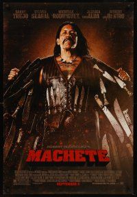 8h444 MACHETE style A advance DS 1sh '09 Robert Rodriguez, Danny Trejo with lots of knives!