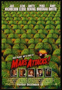 8h450 MARS ATTACKS! advance DS 1sh '96 directed by Tim Burton, great image of many alien brains!