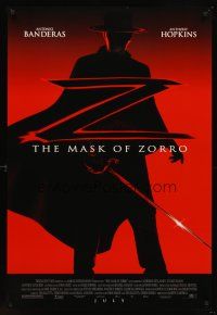 8h452 MASK OF ZORRO advance DS 1sh '98 Antonio Banderas, Catherine Zeta-Jones, Anthony Hopkins!