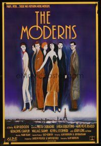 8h477 MODERNS 1sh '88 Alan Rudolph, Keith Carradine, cool art of trendy 1920s people!
