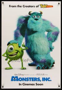 8h483 MONSTERS, INC. teaser DS 1sh '01 best Disney & Pixar computer animated CGI cartoon!