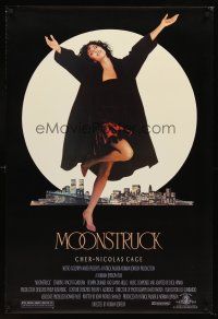 8h484 MOONSTRUCK 1sh '87 Nicholas Cage, Olympia Dukakis, Cher in front of NYC skyline!